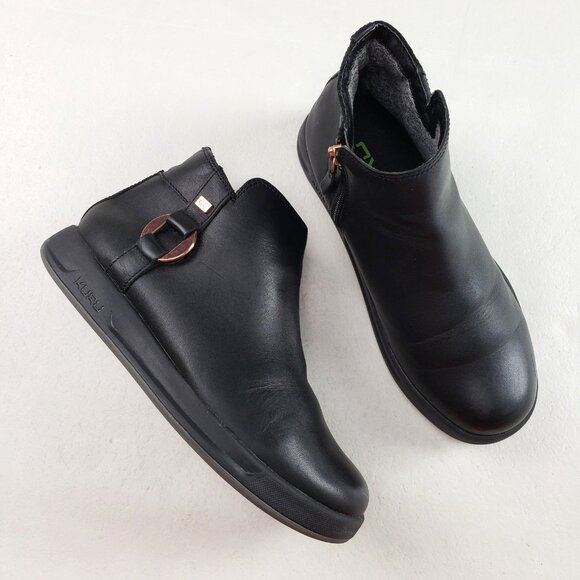 Kuru Tempo Ankle Boot Womens 7 Black Leather Side Zip Cushioned Lined Comfort - Picture 1 of 13